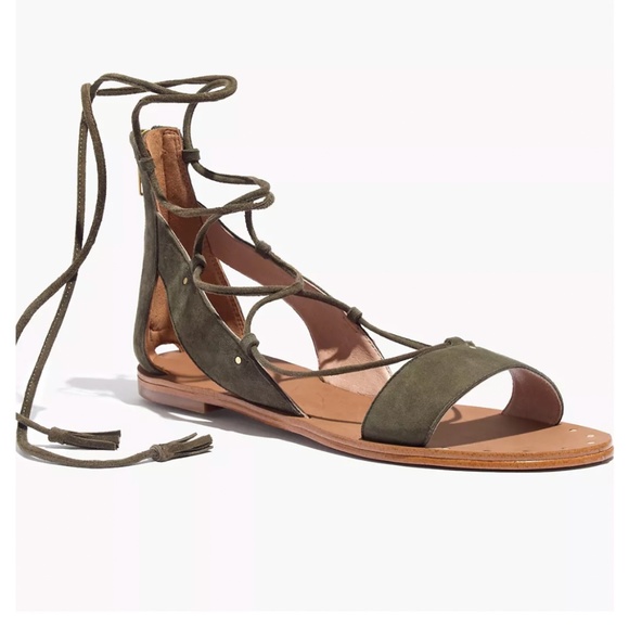 Madewell Shoes - Madewell Bridget Olive Green Lace Up Sandals